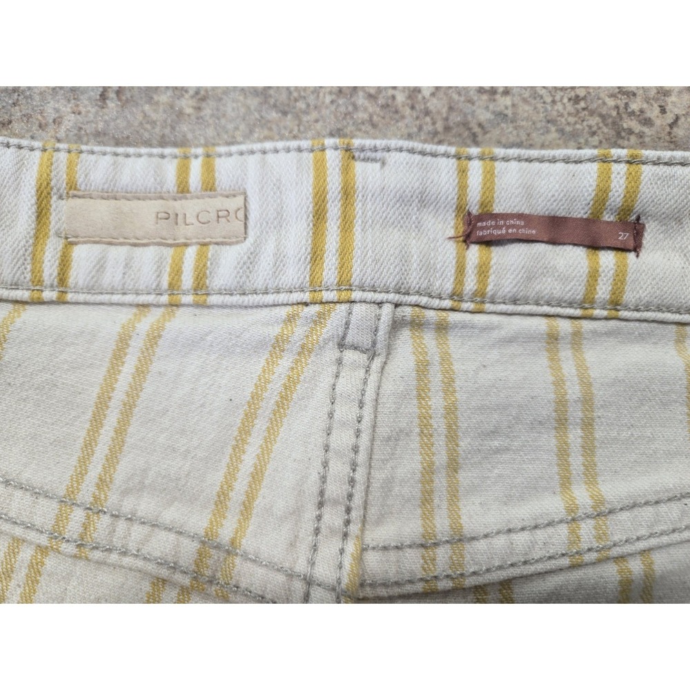 Anthropologie Pilcro Striped Denim Shorts Women's 27 High Rise Raw Frayed Hem - Picture 9 of 11